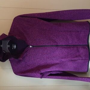 Tek Gear Women's M Front Zip Up Hooded Jacket Lavender With Black Trim